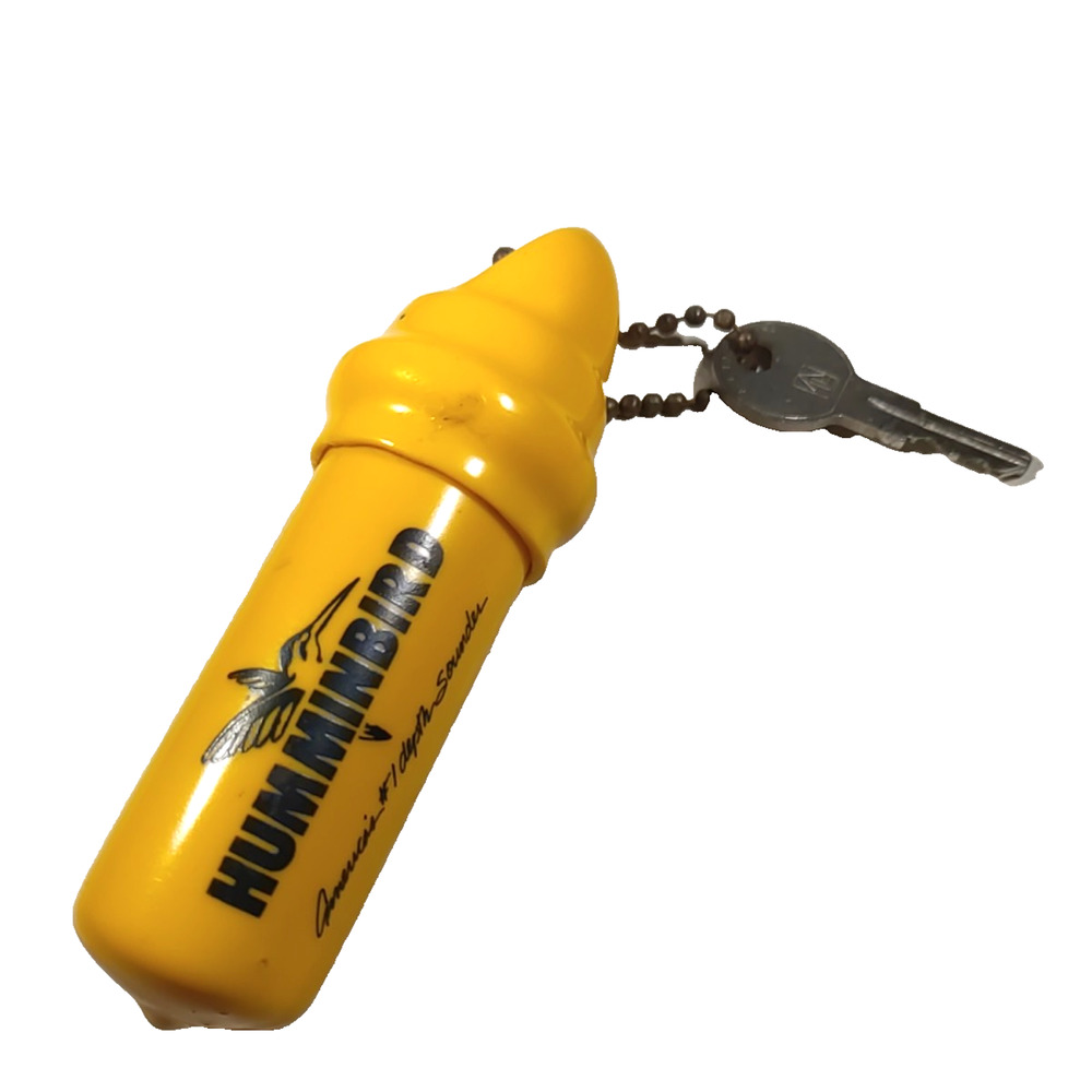 Hummingbird America's #1 depth Sounder Floating Keychain Gold Tone Hard Plastic